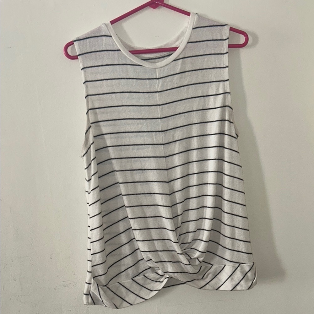 Striped Sleeveless Top - White and Black